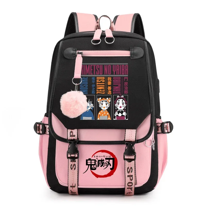 sac à dos imprimé demon slayer anime pour filles, sac à dos d'école décontracté, sac à dos de voyage léger pour adolescents