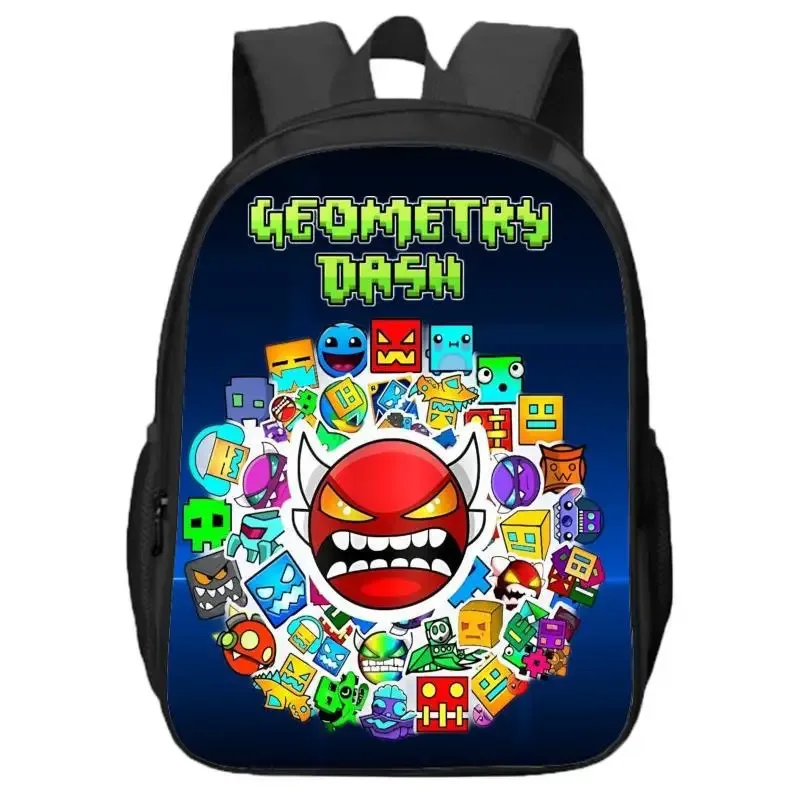 sac à dos double couche geometry dash pour élèves et enfants du primaire et du secondaire