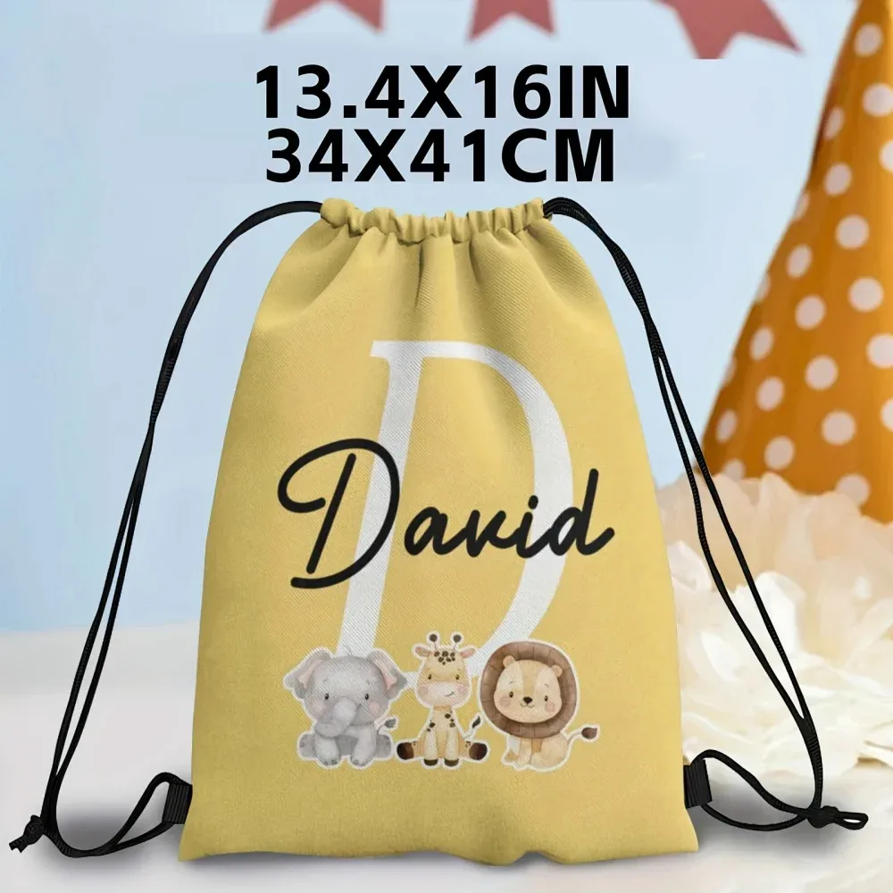 1 sac à dos à cordon personnalisé sur le thème des animaux mignons, 12 options de couleurs au choix, personnalisation du nom.