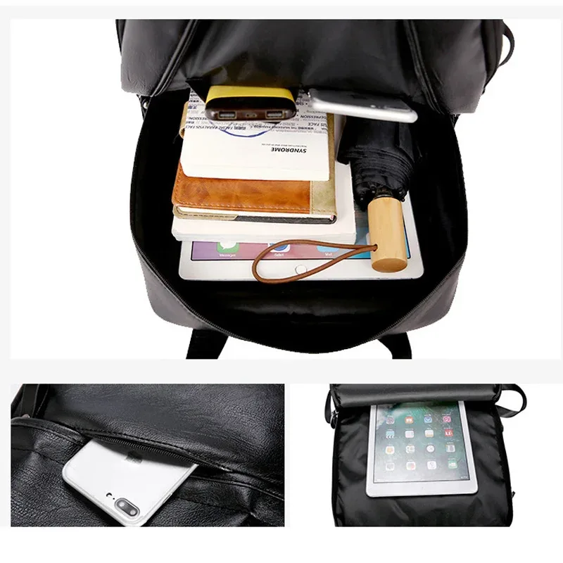 sac à dos étanche vintage pour hommes, sacs d'école de luxe, sacs à dos décontractés en cuir pu, sacs à dos de voyage rétro, sac pour ordinateur portable 15.6 pouces