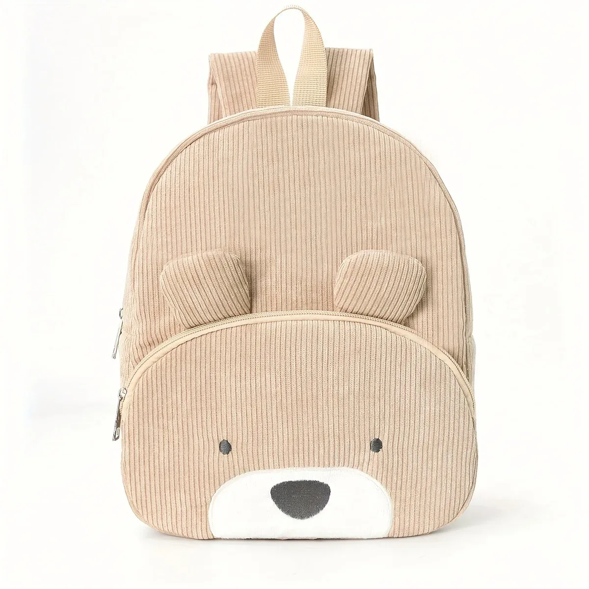 sac à dos en velours côtelé ours de dessin animé personnalisé pour tout-petits, grande capacité, nom brodé, sac en peluche