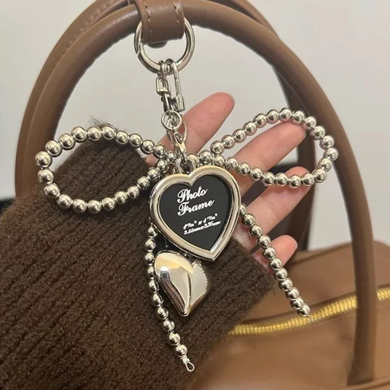 Styles coréens sac charme beau coeur porte-clés sac à dos sac à main pendentif ornements arcs porte-clés mode porte-clés