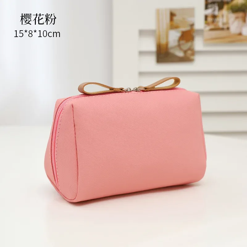 pochette de maquillage en cuir de couleur unie pour femme, pochette cosmétique à fermeture éclair pour fille, sac de rangement portable pour rouge à lèvres, trousse de toilette, organiseur