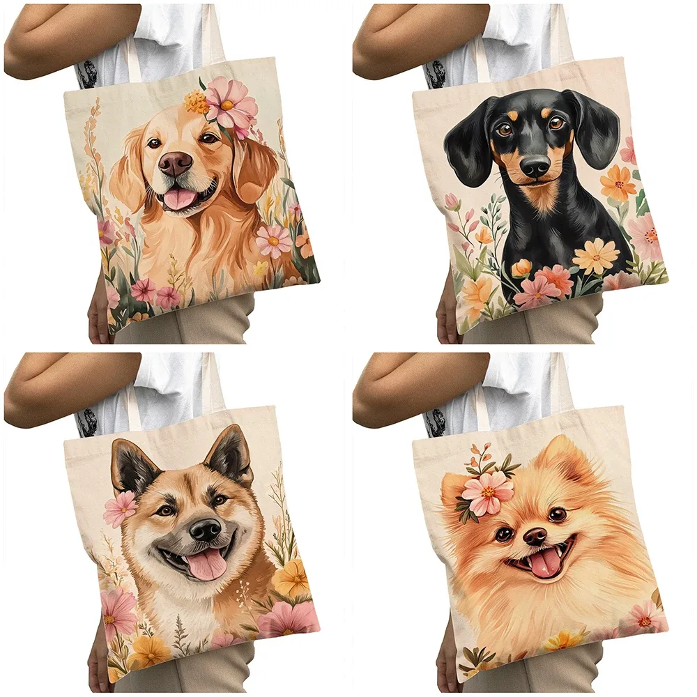 sac à main pour femme avec motif de chien mignon (corgi, golden retriever, pug), sac de shopping grande capacité, sac à bandoulière pour enfant