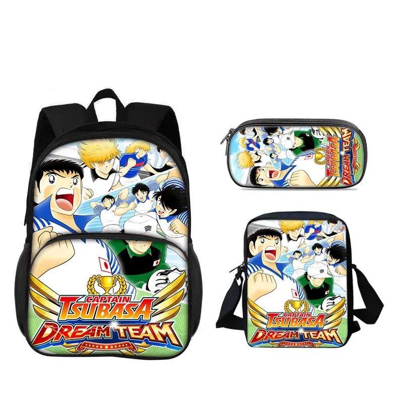sac à dos captain tsubasa, sac à stylos, sac à bandoulière, ensemble de 3 pièces, polyvalent, pour garçon ou fille, meilleur cadeau d'anniversaire