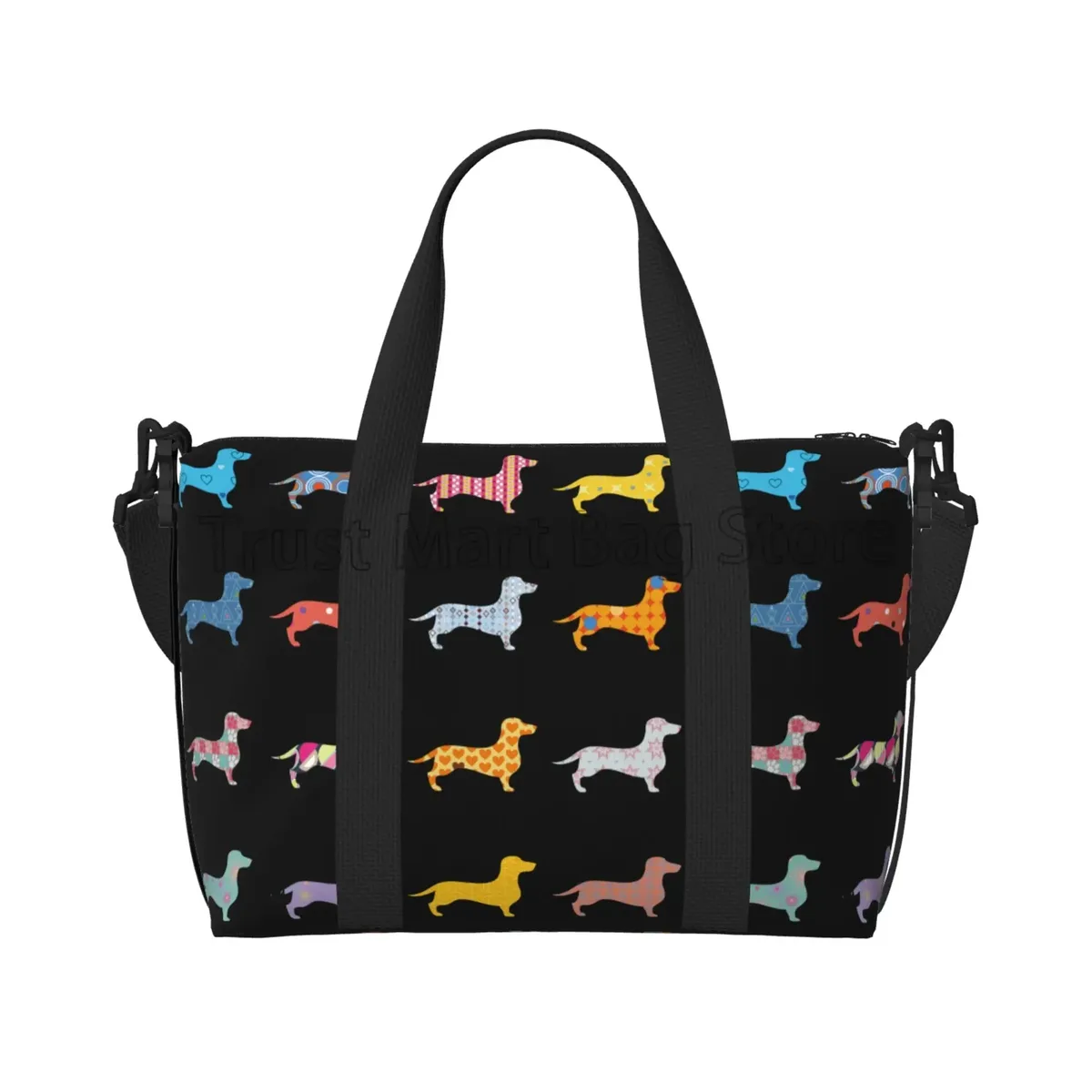 Sac de sport personnalisé durable unisexe, sacs de voyage mignons, grands sacs d'entraînement, sac de week-end, sac de nuit, salle de sport, chiens teckel