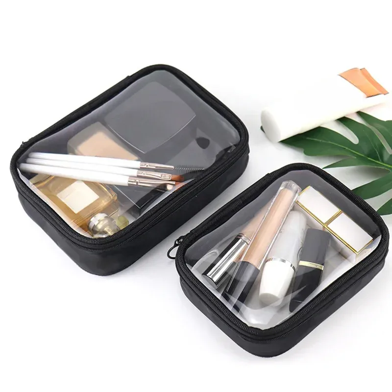 Trousse de maquillage imperméable en PVC transparent pour femmes, trousse de voyage à cosmétiques, trousse de maquillage, sacs pour hommes, pochette de rangement pour brosses de toilette