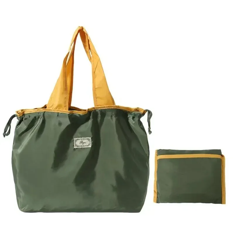 sac de courses réutilisable, sac de rangement écologique pliable de grande capacité avec cordon de serrage, sac à bandoulière de shopping décontracté, 1 paquet