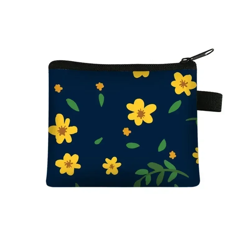 petit sac à cosmétiques imprimé floral pour filles et femmes, sac de rangement pour serviettes hygiéniques, sac de rangement pour pièces de monnaie, carte, argent, écouteurs, porte-rouge à lèvres, pochette