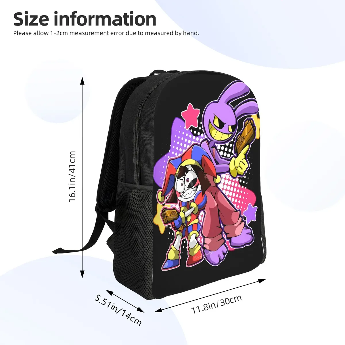sac à dos thermique jax cartoon digitals circus, sacs à dos de voyage, sacs d'école à motif design pour étudiants, sac à dos élégant