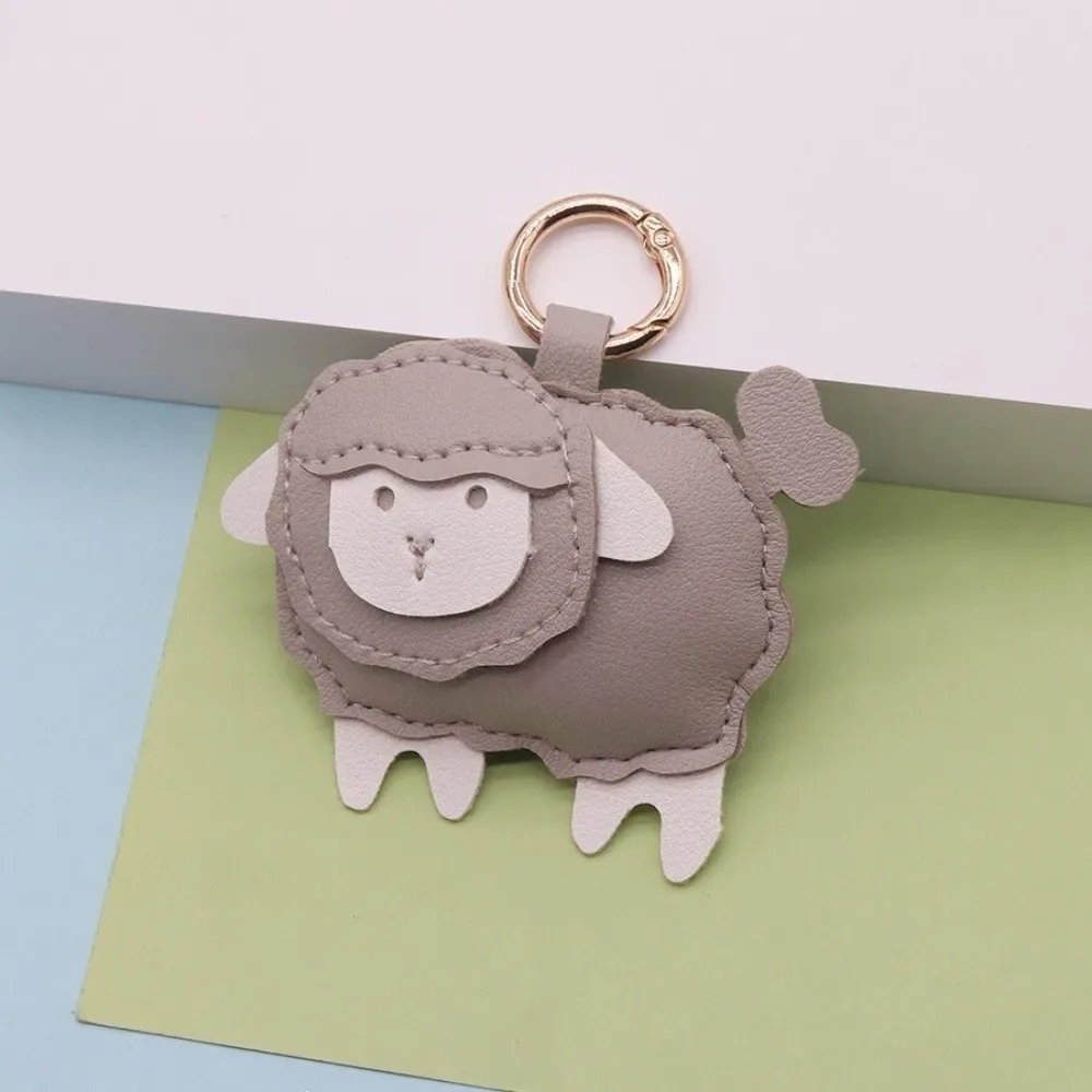 pendentif sac à dos mouton dessin animé simple et mignon en cuir pu, porte-clés de voiture polyvalent, pendentif de bagage, accessoires de sac à dos