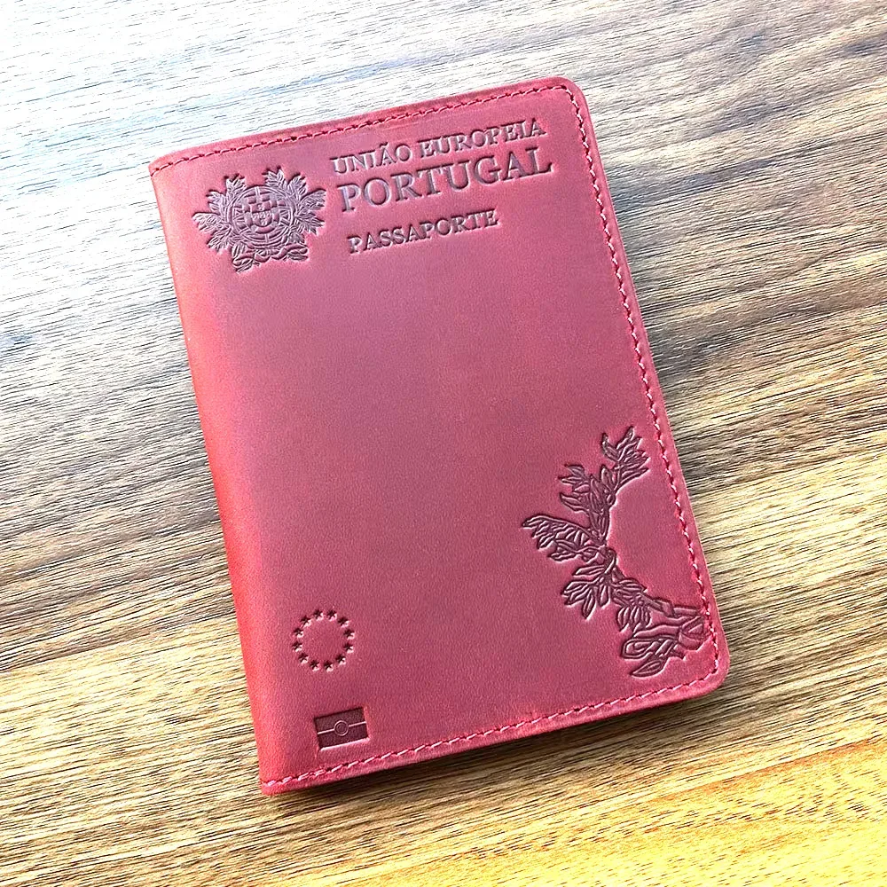 couverture de passeport en cuir véritable portugais rétro en cuir de vache porte-passeport portugais étui à passeport unisexe portefeuille de voyage passeport