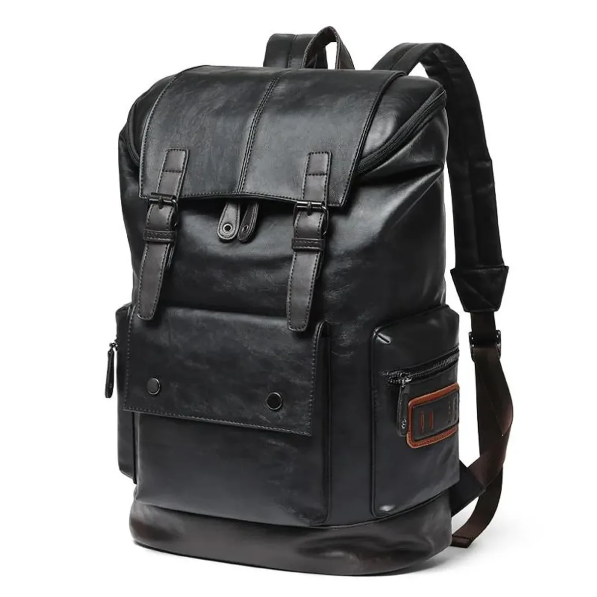 sac à dos en cuir pu personnalisé pour homme, grand sac d'ordinateur portable de voyage antivol, sac à dos noir pour homme, école, entreprise, lancé, mbb501162