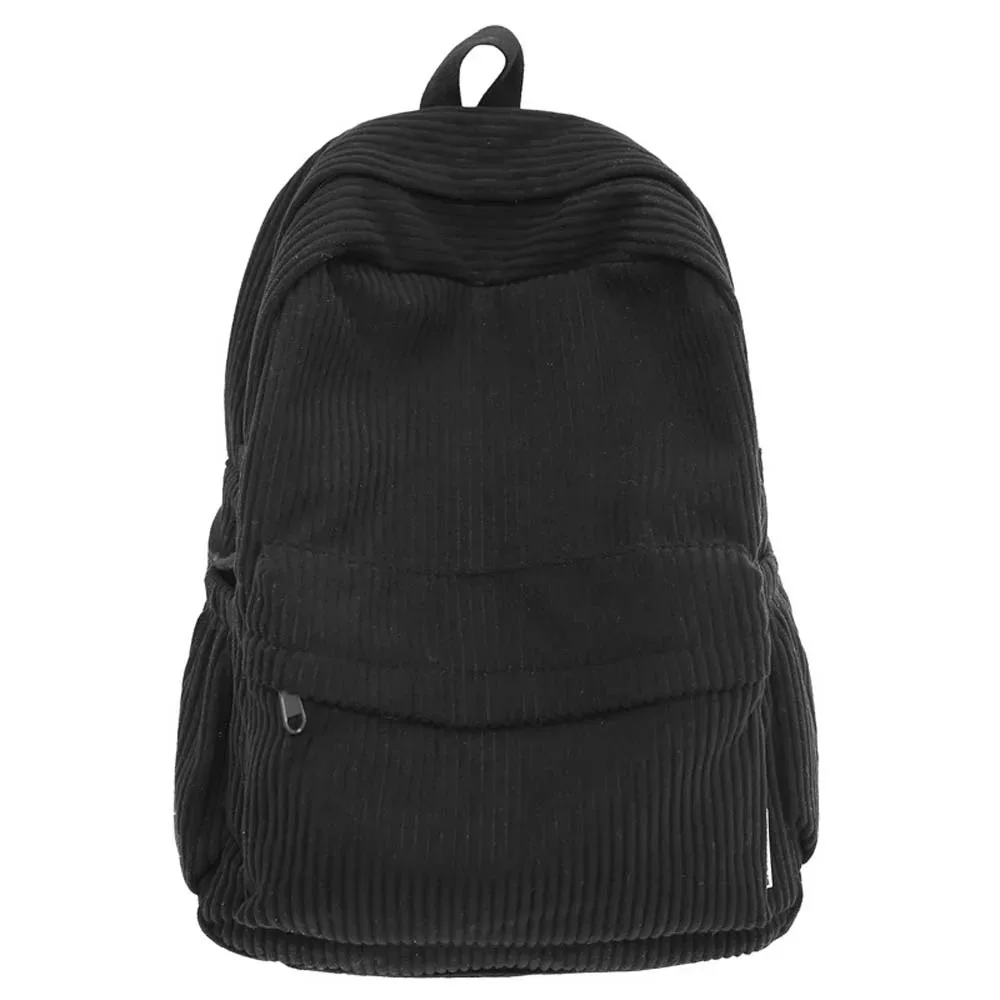 sac à dos léger en velours côtelé, grande capacité, portable, couleur unie, style japonais, réglable, décontracté, pour étudiants