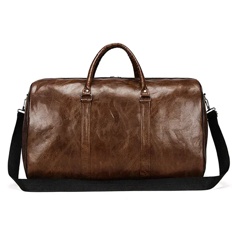 grand sac de voyage en cuir pu pour homme, grand sac de sport indépendant, sacs à main de fitness, bagage initié, noir, mode fermeture éclair, 2024