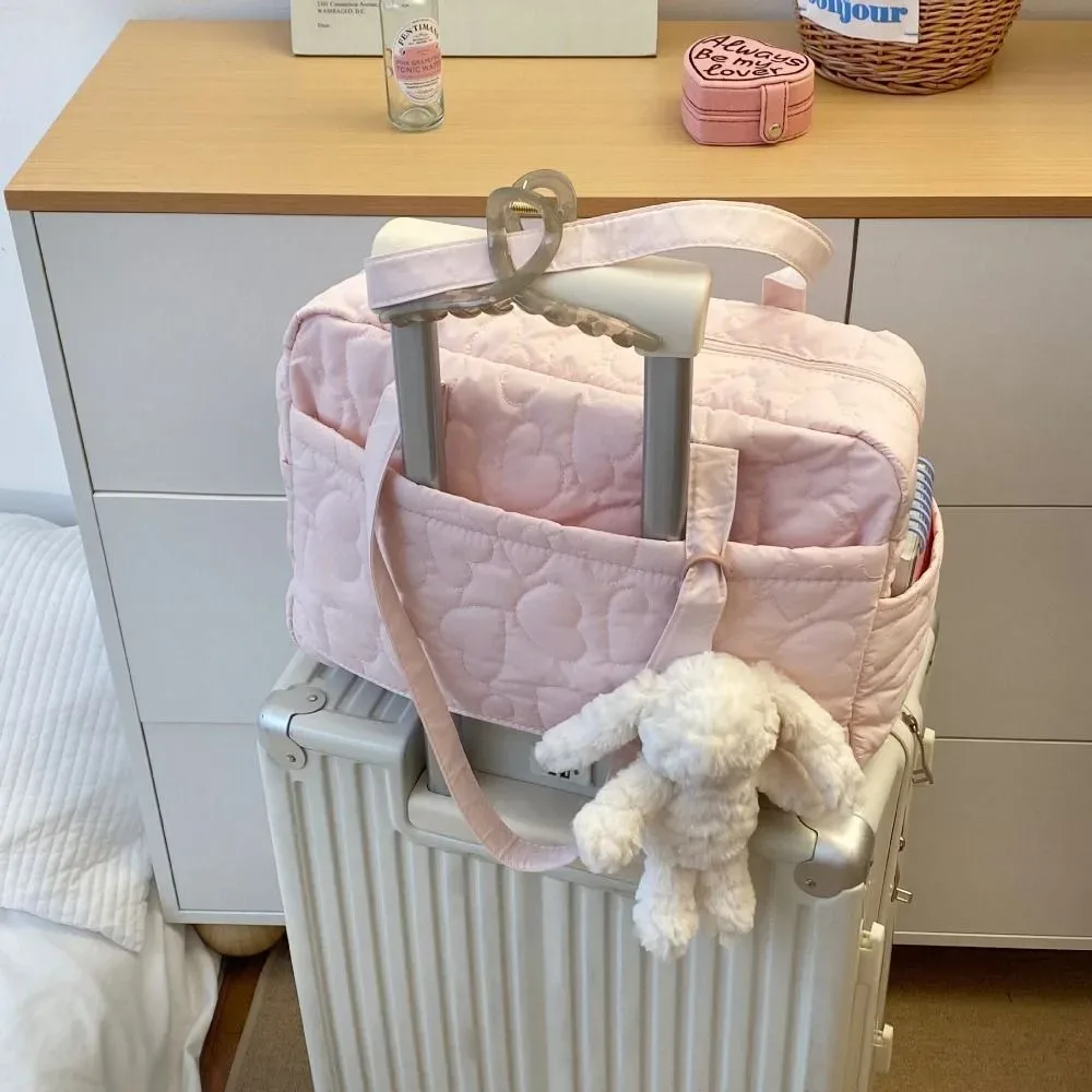 Sac sous les bras décontracté, sac de voyage, Style coréen, couleur unie, sac pour maman, fourre-tout en forme de cœur, sac de rangement de voyage pour femmes