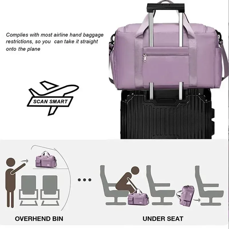 sac de voyage de grande capacité pour week-end, sacs de sport avec compartiment à chaussures, sacs de sport et de fitness pour femmes, sac à bandoulière