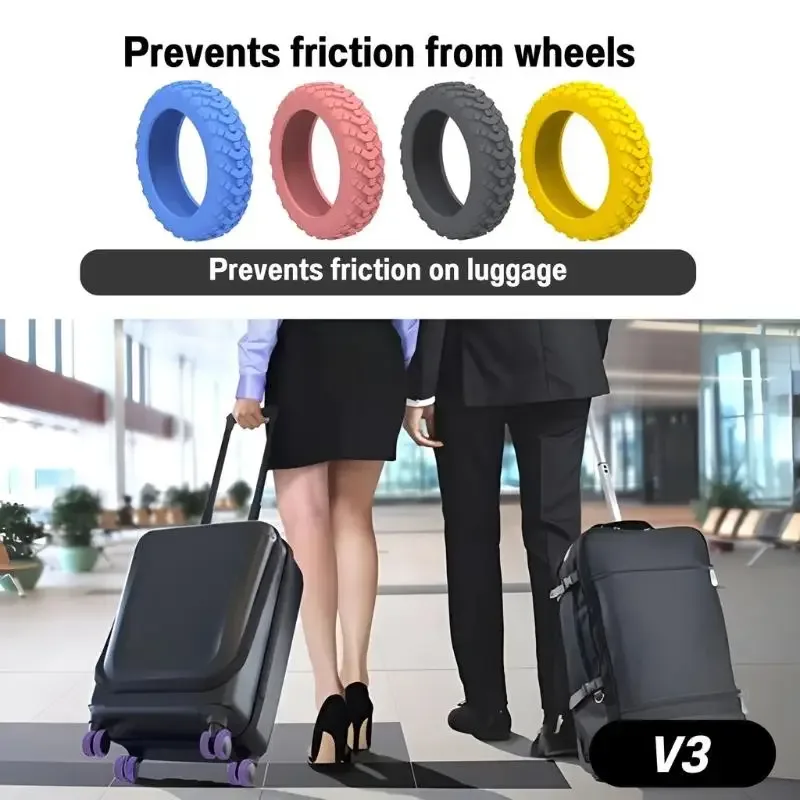 housse de protection pour roues de bagages, 8 pièces, housse en silicone silencieuse et accessoires universels de réduction du bruit, texture épaisse en silicone