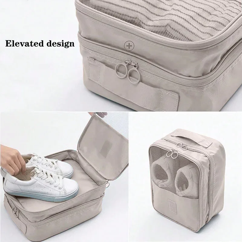 nouvelle sacoche de voyage pour chaussures, sac de rangement en maille respirante lavée, pour plusieurs paires de chaussures, boîte à chaussures portable pour voyages d'affaires