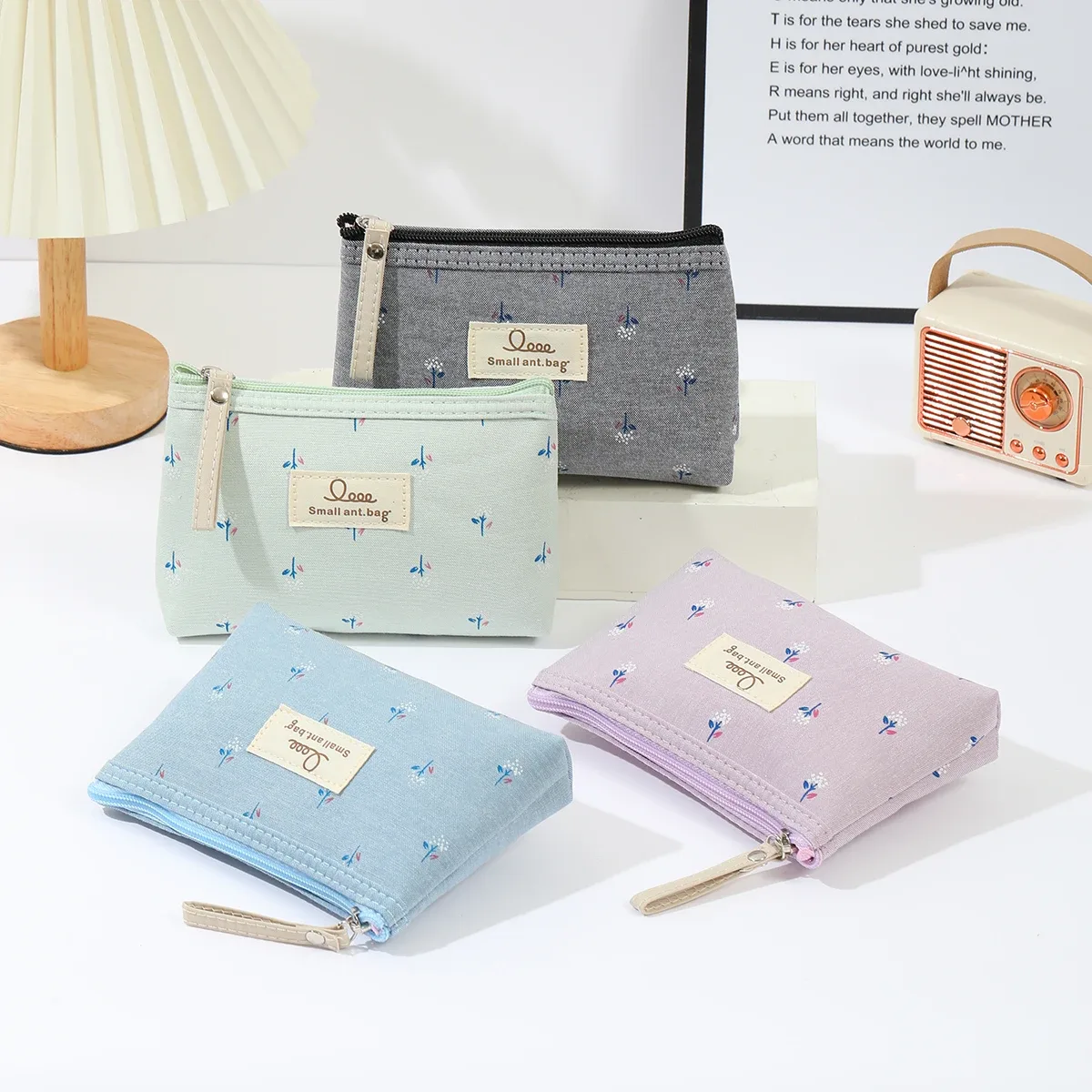 trousse de maquillage en toile style instagram imprimée, trousse à crayons portable pour femme, trousse de voyage pour étudiants, sac de rangement pour articles de toilette
