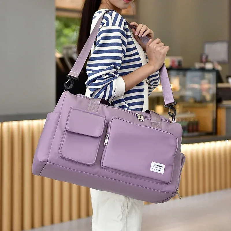 sac de voyage à main de grande capacité pour femmes, sacs de sport de nuit avec compartiment à chaussures, sacs de sport et de fitness pour femmes, 2024