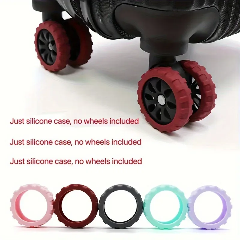 8 pièces/ensemble de housses de protection en silicone pour roues de bagages, housses anti-rayures pour roues universelles. accessoire de voyage essentiel.