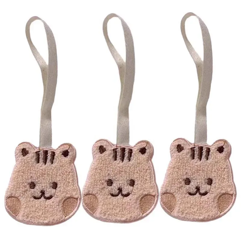 3 étiquettes nominatives mignonnes pour enfants, anti-perte, brodées, motif ours et lapin, pendentif pour sac à dos, accessoires pour bagages de maternelle
