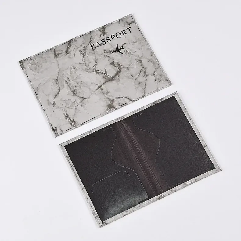 couverture de passeport en cuir pu, style marbre, sacs à clip, portefeuille de voyage, porte-passeport, livre, porte-documents, voyage à l'étranger, hommes et femmes