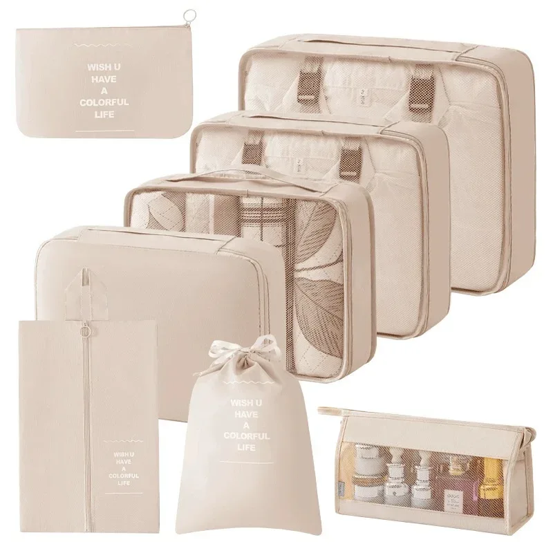 ensemble de sacs de rangement de voyage 7/8/9/10 pièces, organiseur de toilette numérique, cubes de rangement pour valise, pour vêtements, chaussures et pochettes de rangement