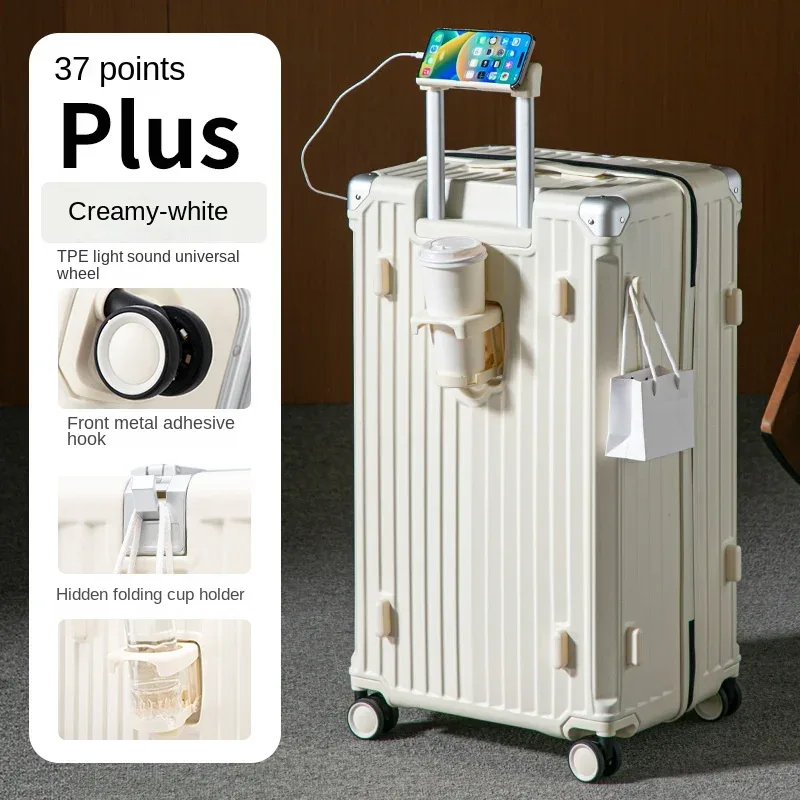 valise multifonctionnelle grande capacité 30 pouces, cadre en aluminium robuste et épaissi, valise de voyage à roulettes, bagage extra large