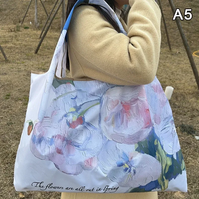 sac de courses pliable, nouvelle mode, sac de rangement d'épicerie réutilisable, sac à main à bandoulière portable en nylon, fourre-tout de voyage
