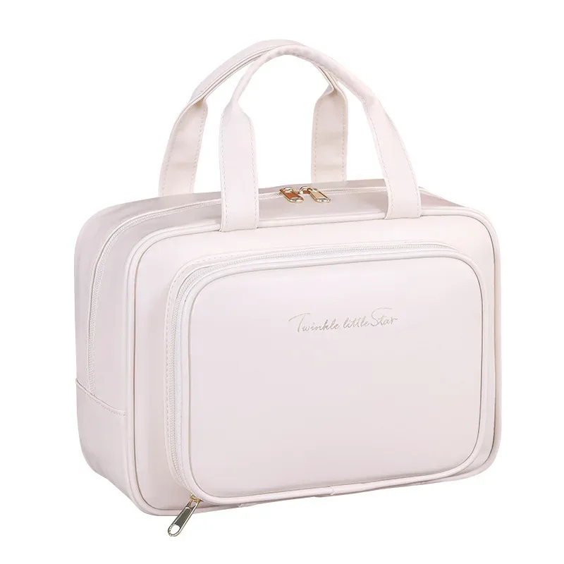sac de maquillage en pu pour femmes, fourre-tout de mode, organisateur de voyage de grande capacité, pochette de toilette cosmétique, sac de rangement de maquillage portable à fermeture éclair