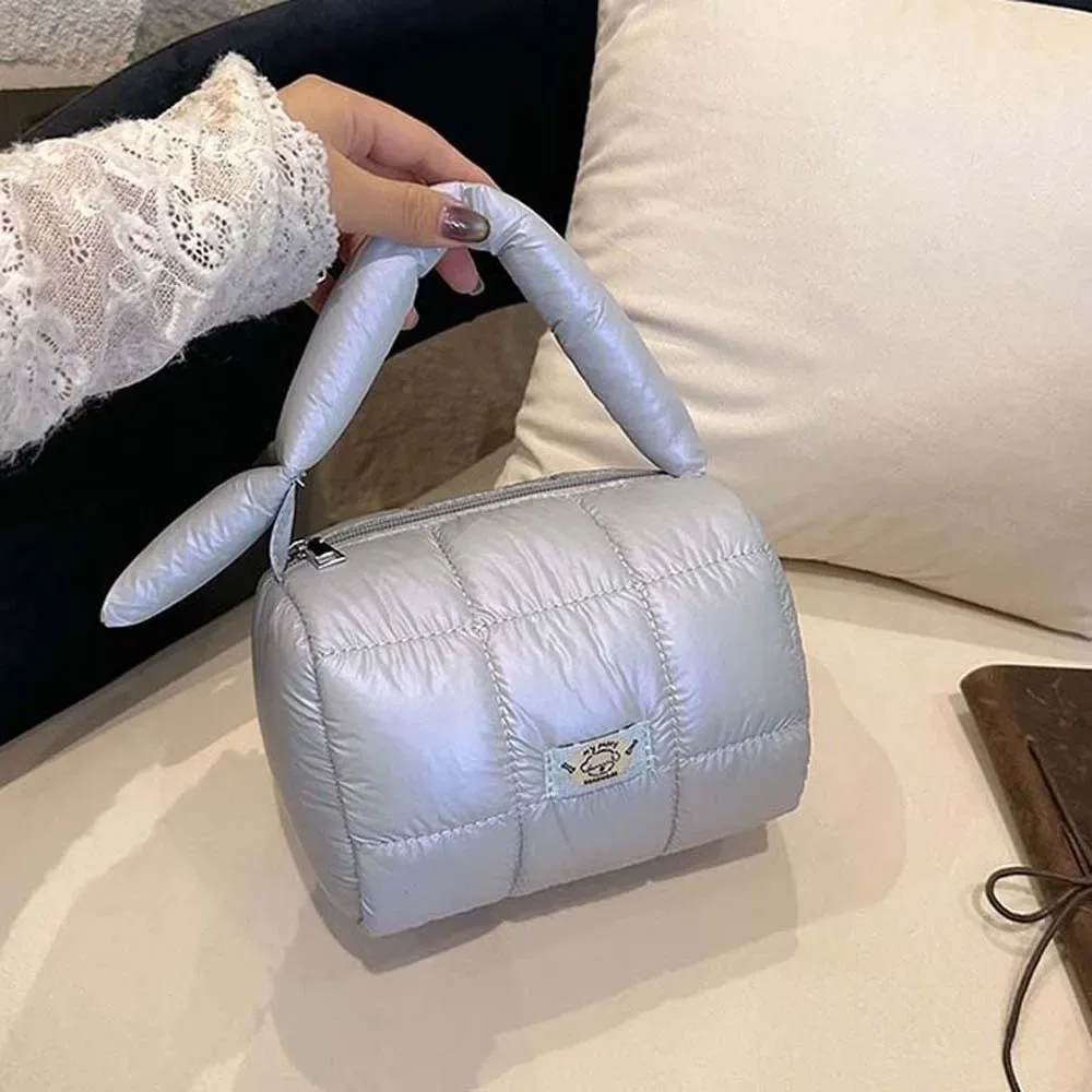 sac matelassé à motif quadrillé, grande capacité, en nylon, organisateur de cosmétiques portable, léger, sac à main matelassé épais, idéal pour les voyages.