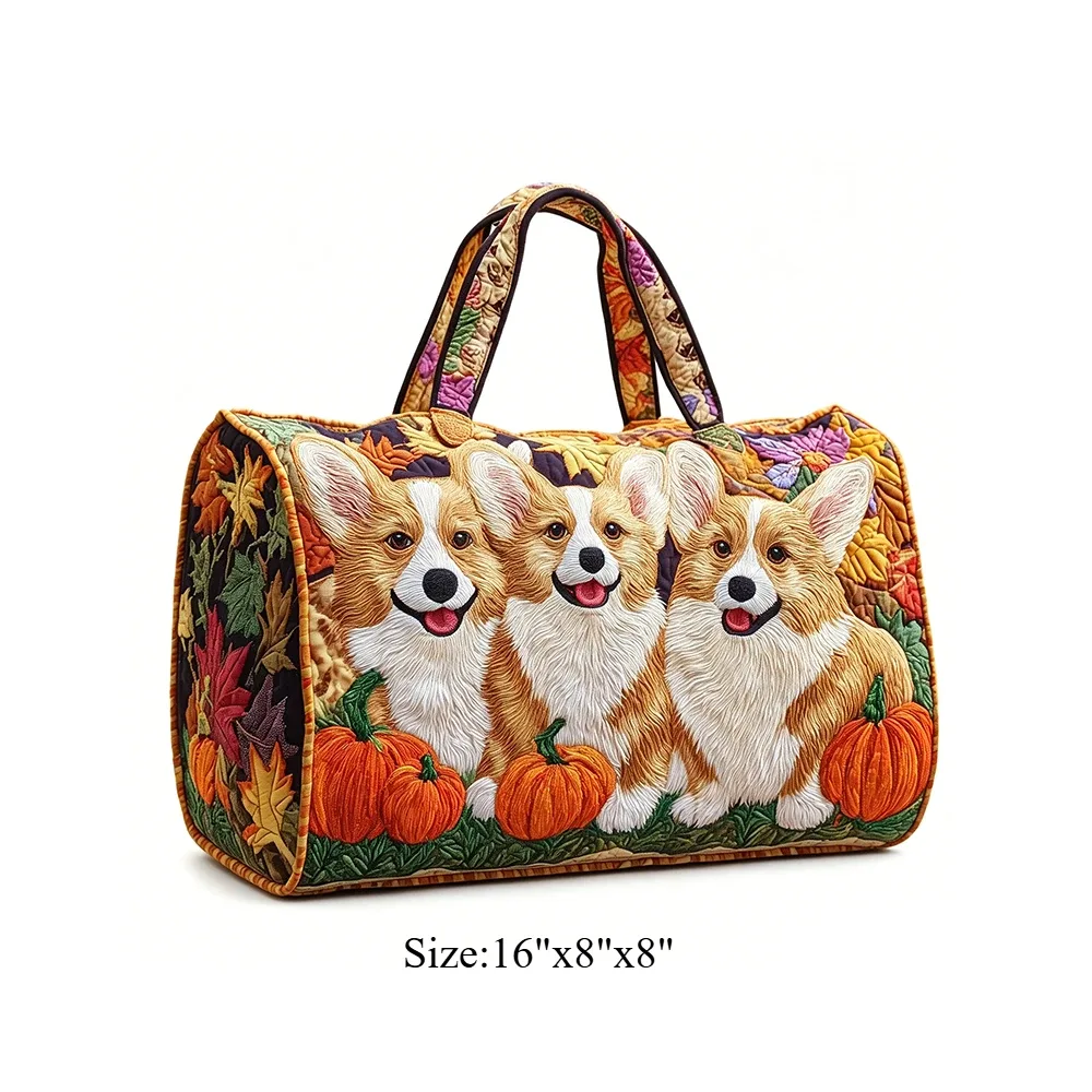 sac de voyage matelassé corgi pour femme, sac de week-end imprimé animal 3d, sac fourre-tout de voyage, sac de sport pour vacances d'été, bagage de nuit, pour les amoureux des animaux