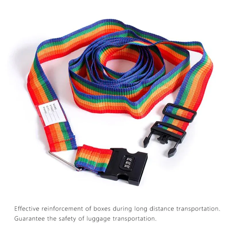 sangle de bagage en nylon à verrouillage par mot de passe, ceinture croisée, emballage réglable, sangle de bagage de voyage, environnement, 3 chiffres, 4.2m