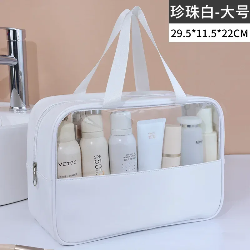 sac à cosmétiques de voyage portable pour femmes, trousse de maquillage transparente, sacs de lavage de bain de grande capacité, mallette de rangement étanche multifonction