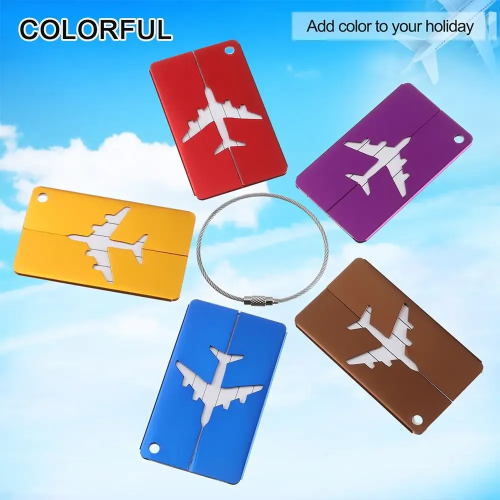 étiquettes de bagage de voyage en aluminium réutilisables étiquettes de valise boucle en acier inoxydable nom carte d'identité avec cordes étiquette de sac pour valise bagages