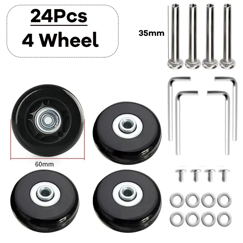 kit de réparation de pièces de valise, essieux de remplacement, roues de bagage de voyage silencieuses, roulettes, dia40 mm, 50mm, 60mm, 12 pièces, 24 pièces par ensemble