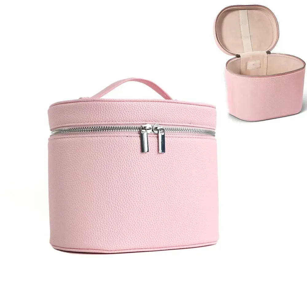 boîte à cosmétiques de grande capacité en cuir pu, boîte de rangement interne, sac de voyage, organisateur, fermeture éclair étanche, sac de maquillage pour usage quotidien