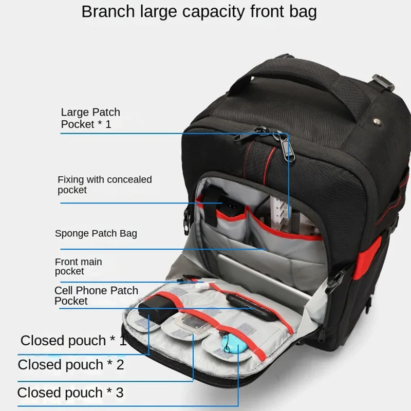 sac pour appareil photo roulant multifonctionnel, sac pour appareil photo à double épaule, valise à main roulante, bagage étanche pour caméra vidéo
