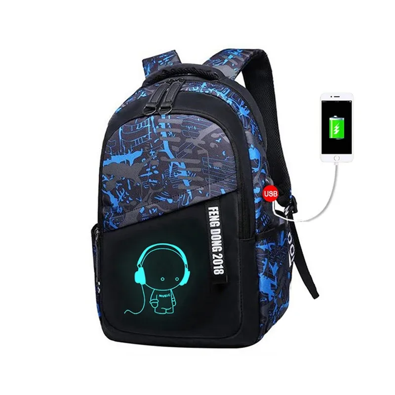 sac à dos d'école pour étudiants, sacs d'école lumineux avec chargeur usb pour adolescents, garçons et filles, cartables antivol pour enfants, sac à dos pour ordinateur portable