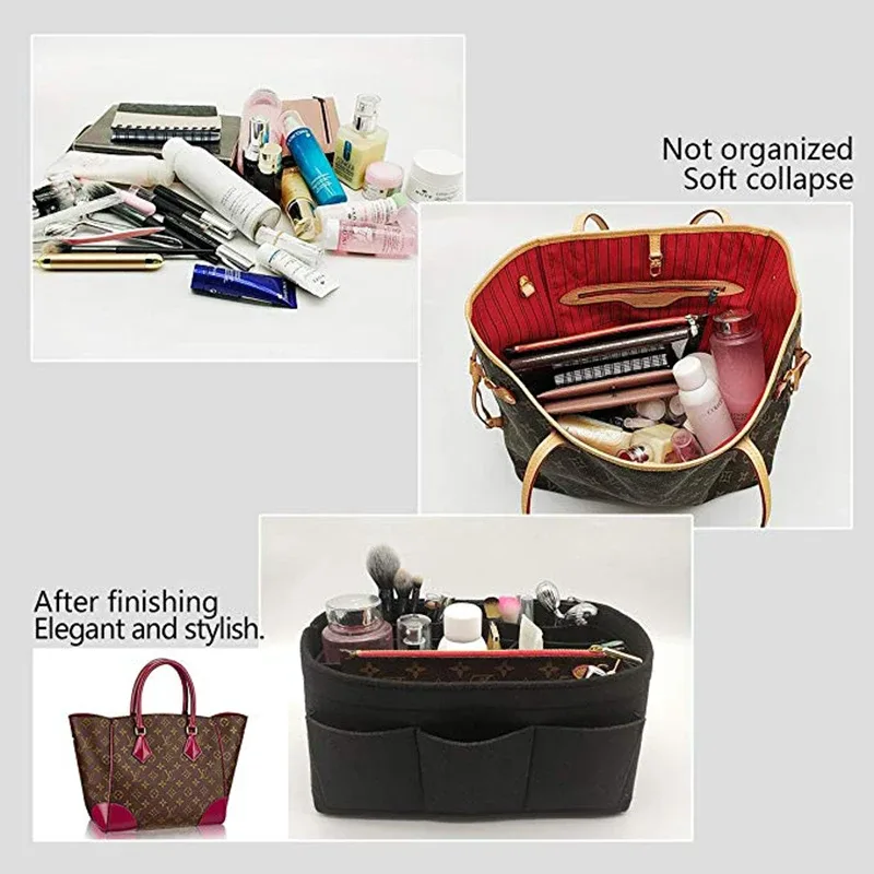 sac d'insertion d'organisateur de maquillage pour sac à main, sac à cosmétiques portatif de sac à main intérieur de voyage, sacs à cosmétiques adaptés à speedy neverfull
