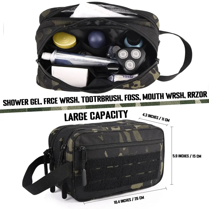 Trousse de toilette tactique hygiène extérieure étanche voyage douche outil pochette Molle hommes Kit de rasage maquillage sac cosmétique