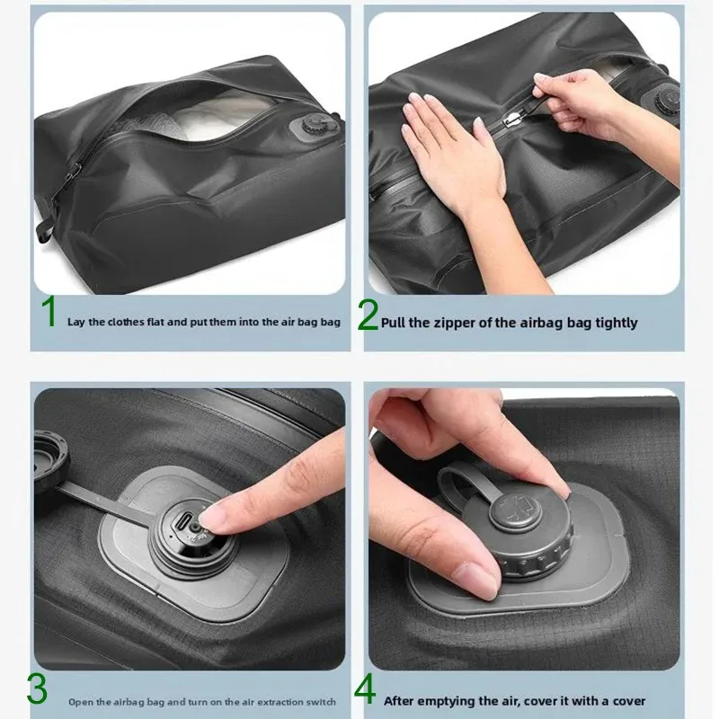 sac sous vide automatique (pompe à air à l'intérieur) sac de rangement réutilisable sac de compression de voyage pliant en plein air pour valises sac à dos bagages