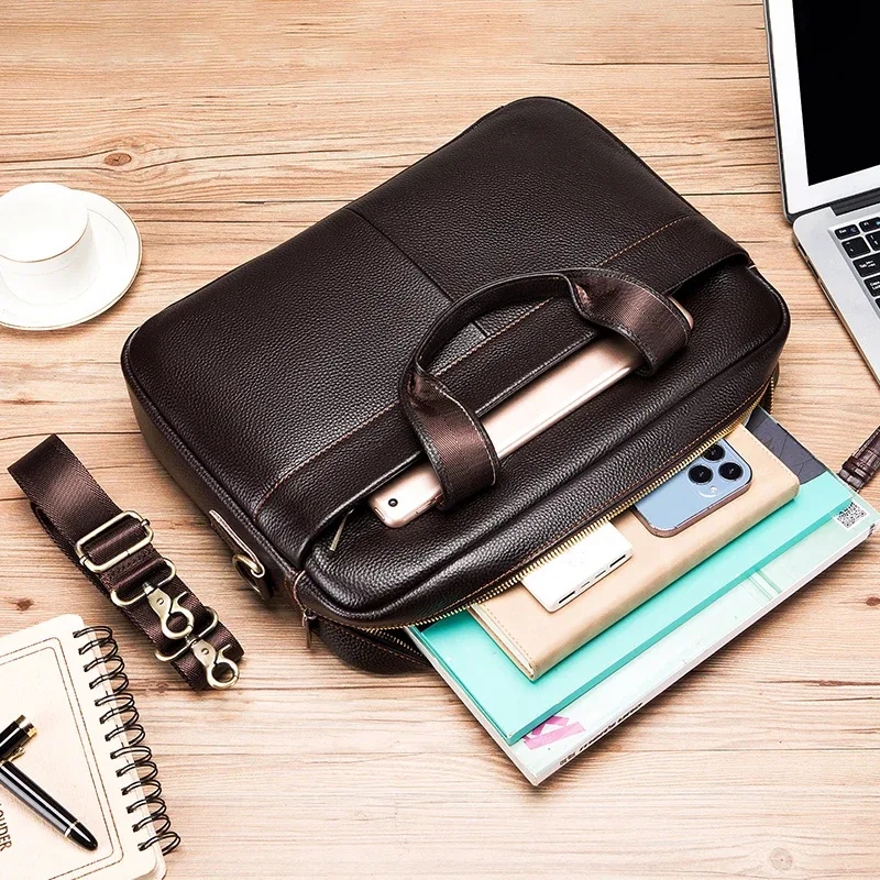 sacs pour hommes très demandés, sacs à main en cuir, porte-documents en cuir de vachette pleine fleur pour hommes, sacoche pour ordinateur portable 14 pouces