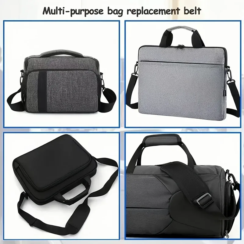 sangle de sac d'ordinateur de 2,5 cm de large en sangle pp pour sac à main, porte-documents, sac bandoulière pour homme, bandes longues réglables, noires