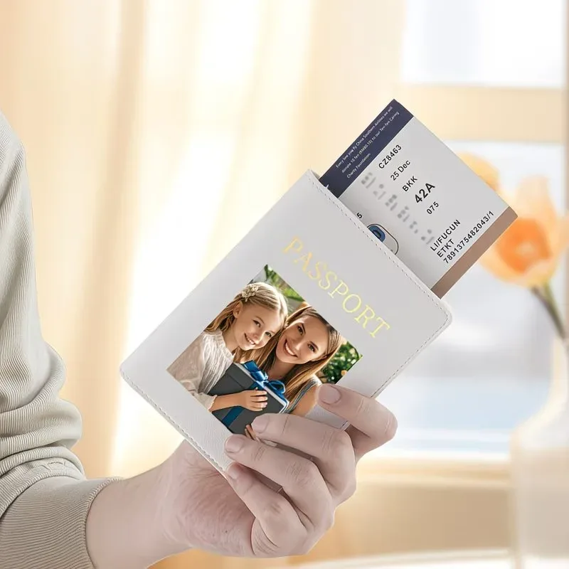 diy photo custom - porte-passeport personnalisé avec motif d'avion, portefeuille de voyage avec emplacement pour cartes - cadeau unique pour hommes et femmes