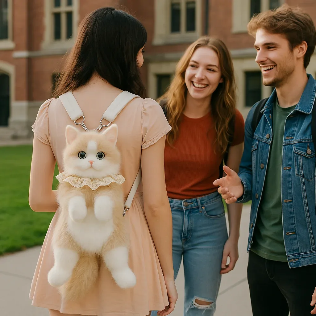 sac à dos chat mignon pour filles, sac en peluche kawaii, sac bandoulière doux en forme d'animal pour l'école, les voyages et les tenues quotidiennes