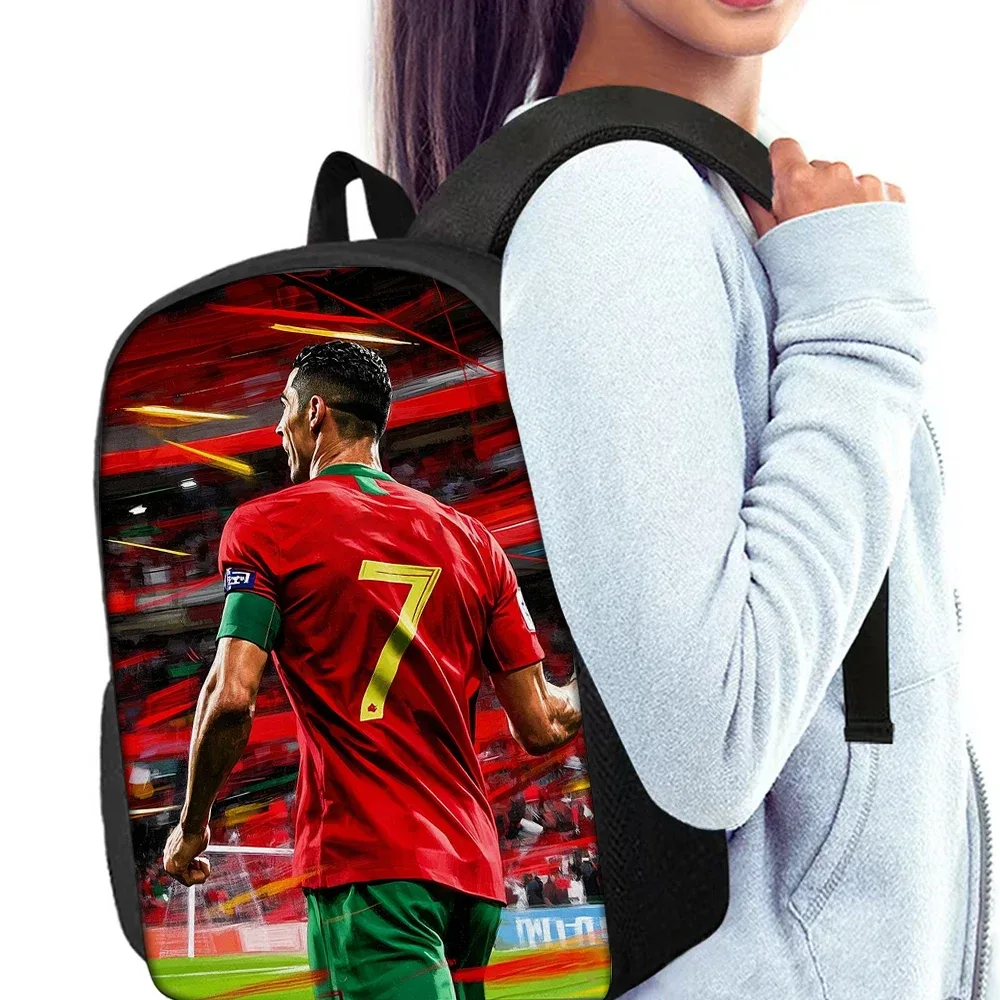 ensemble de 3 sacs à dos à motif étoile de football cr7 – sac à dos décontracté de grande capacité avec pochette et sac fourre-tout assortis, parfait pour le quotidien