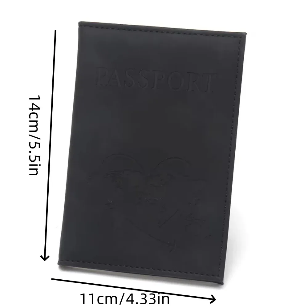 porte-passeport personnalisé avec nom et motif adorable de chiot de dessin animé, pochette de voyage portable à motif avion minimaliste